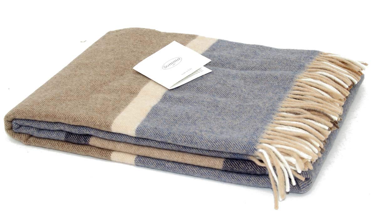 Somma Plaid di Lana Merino Grenoble-Blu