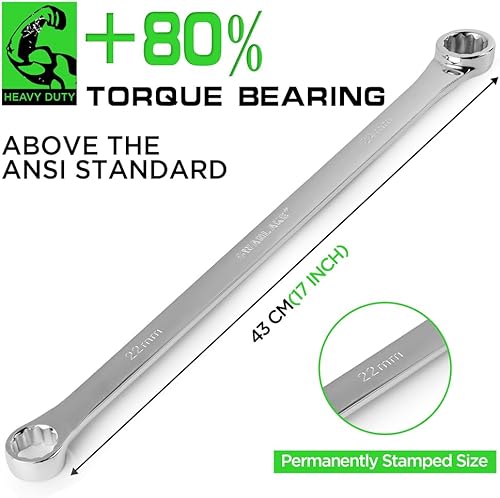 Miniatura 3 de SWANLAKE - Juego de 8 llaves de extremo de caja extra largas, CR-V, menos esfuerzo, llave métrica de aviación de 0.315 in a 0.945 in