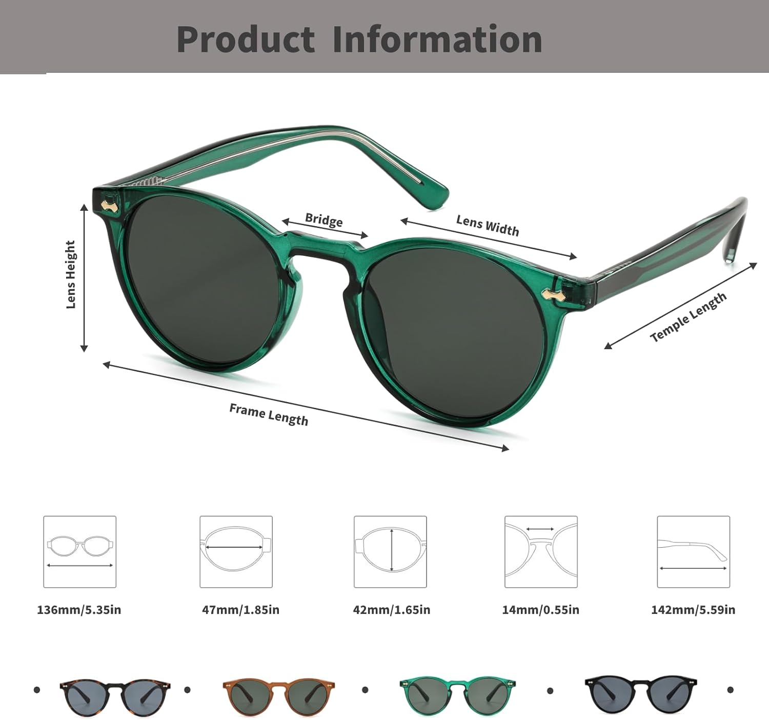 Small Retro Round Sunglasses for Women Men UV400 Protection Vintage Designer Trendy Frame - Image 2