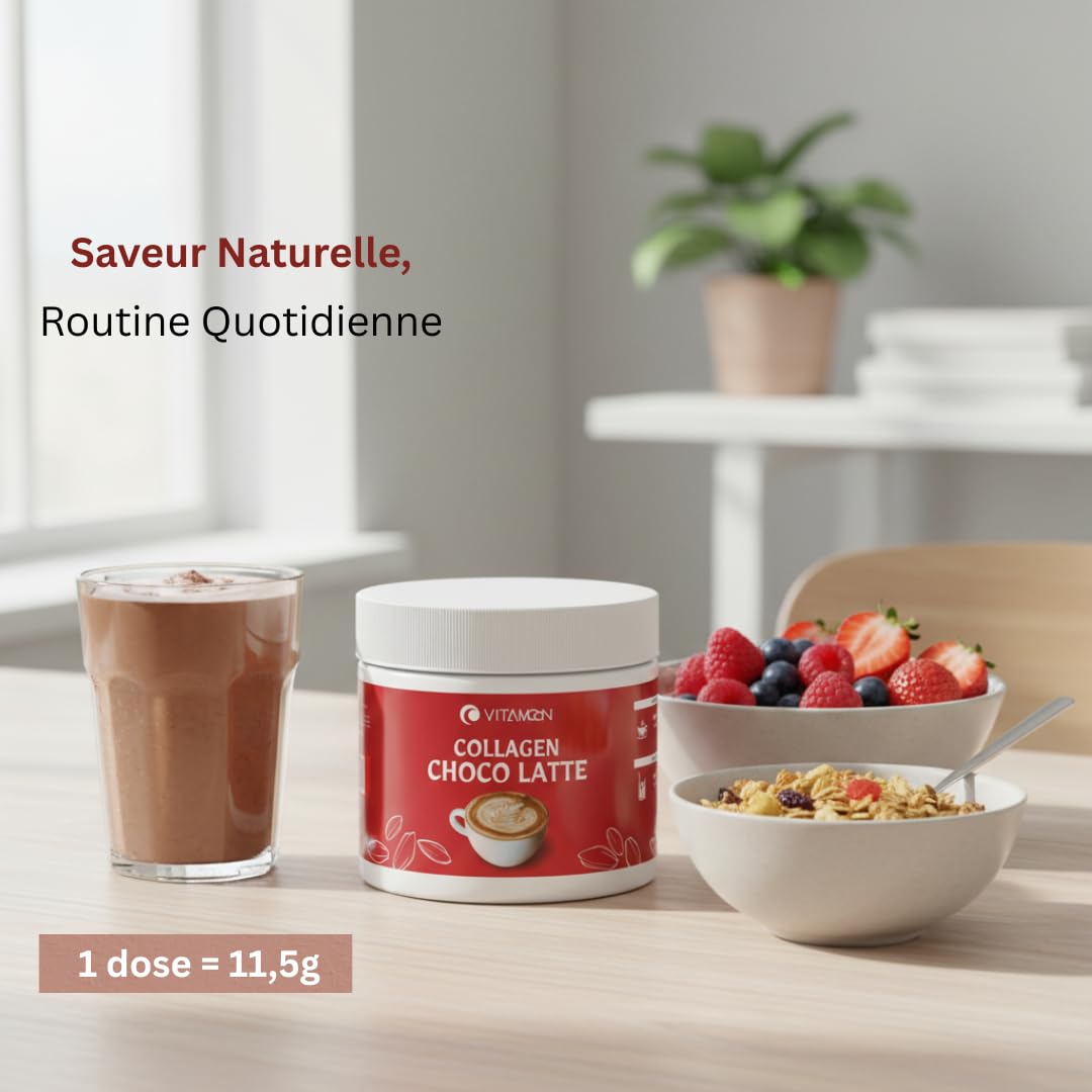 Vitamoon - Collagène Poudre Cacao - 8500mg - Peau Cheveux Articulations
