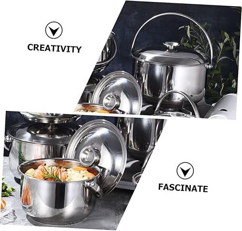 Miniatura 5 de Kichvoe Olla de cocina de sopa Olla de acero inoxidable Olla pequeña olla con tapa Olla multiusos para sopa Olla de pasta con mango para inducción