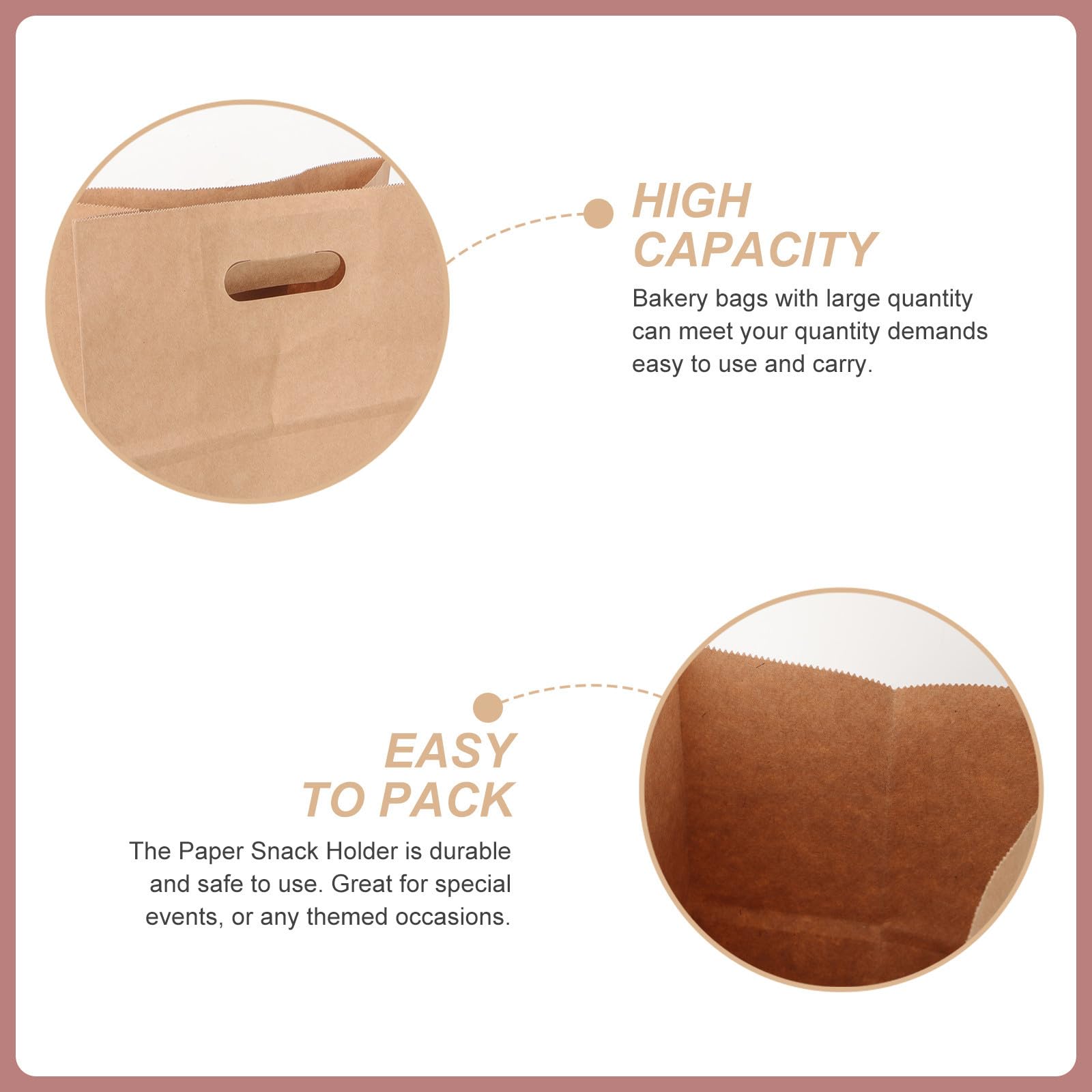 30 Pezzi Sacchetti di Carta Kraft per Pane e Caramelle Fondo Piatto, Resistenti e Sicuri per Microonde, per Panetterie e Ristoranti