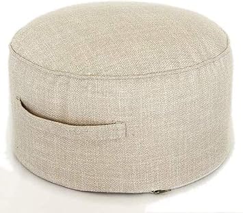 Floor Sitting Cushion Footstool, Round Seating Sofa Pouf Foot Leg Rest Step Stool Ottoman Pillow Chair with Removable Cover 15.7",Beige