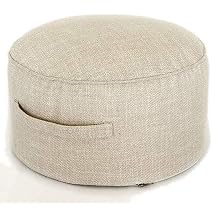 Floor Sitting Cushion Footstool, Round Seating Sofa Pouf Foot Leg Rest Step Stool Ottoman Pillow Chair with Removable Cover 15.7",Beige