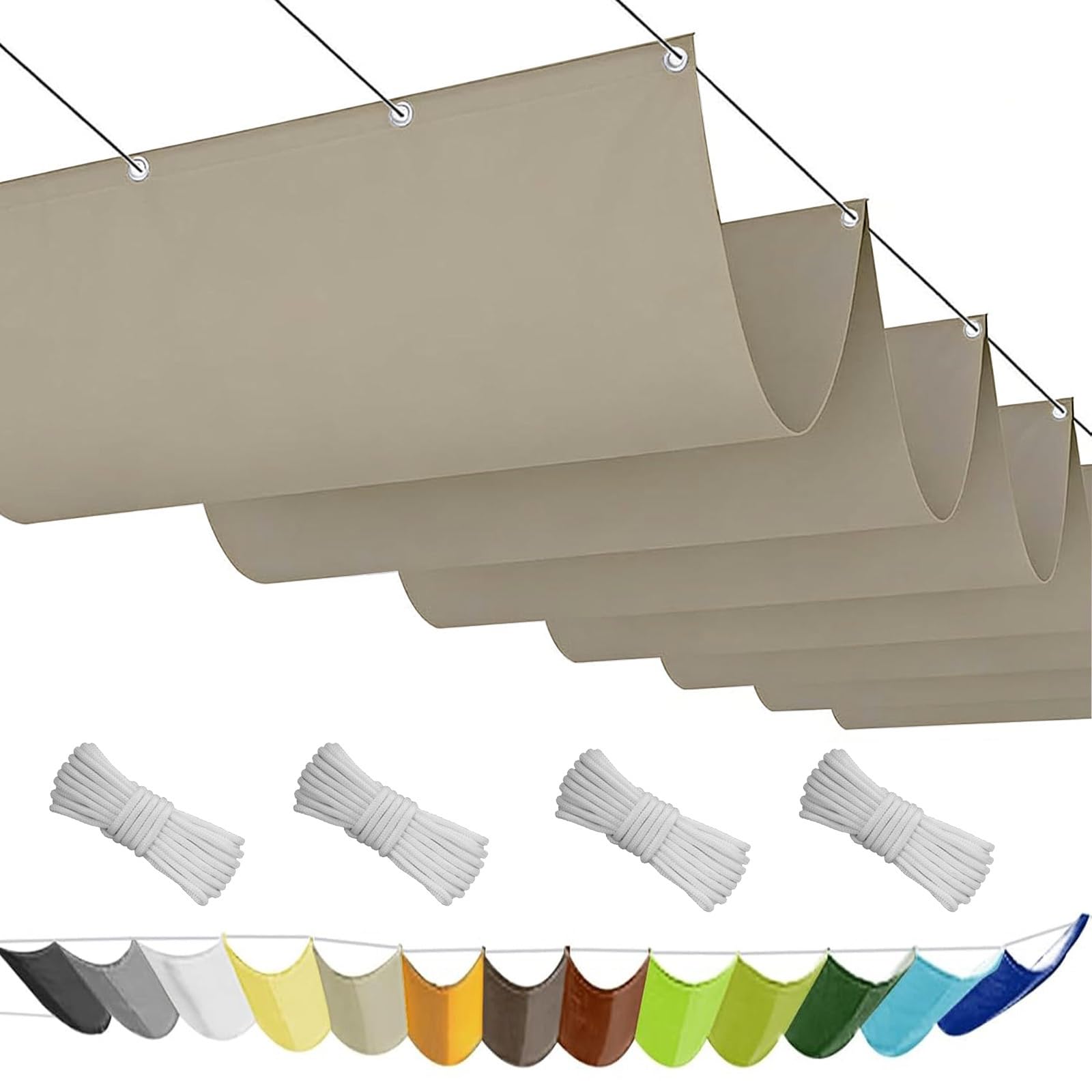 Toile d'ombrage 350x850 cm en polyester PES 180g Kaki