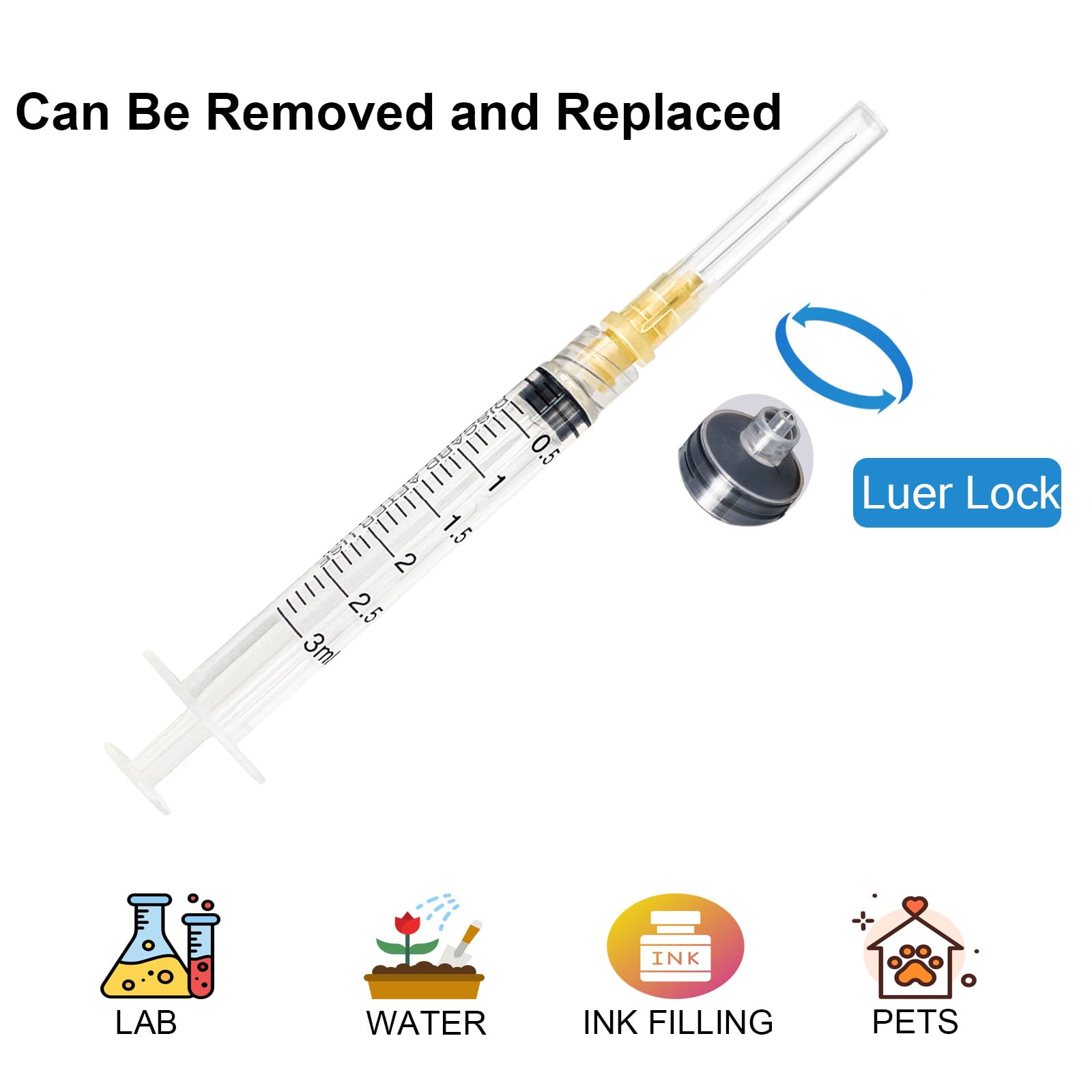 30pcs 3ml 25g 1.5 in Luer Lock Lab Utensils ,Individually Wrapped — Amazon image 3