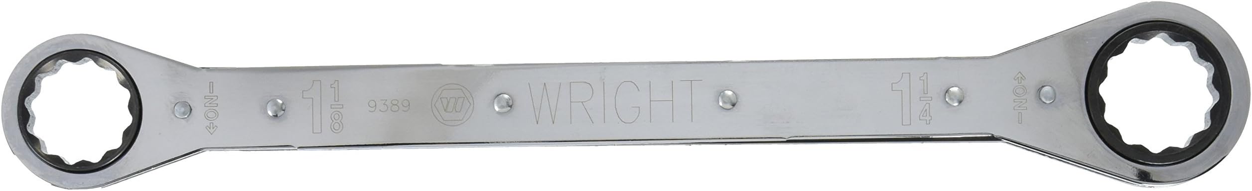Wright Tool 9389 Ratcheting Double Box Wrench, 12-Point SAE (1-1/8″ × 1-1/4″), 15″ long Chrome Finish Made in USA