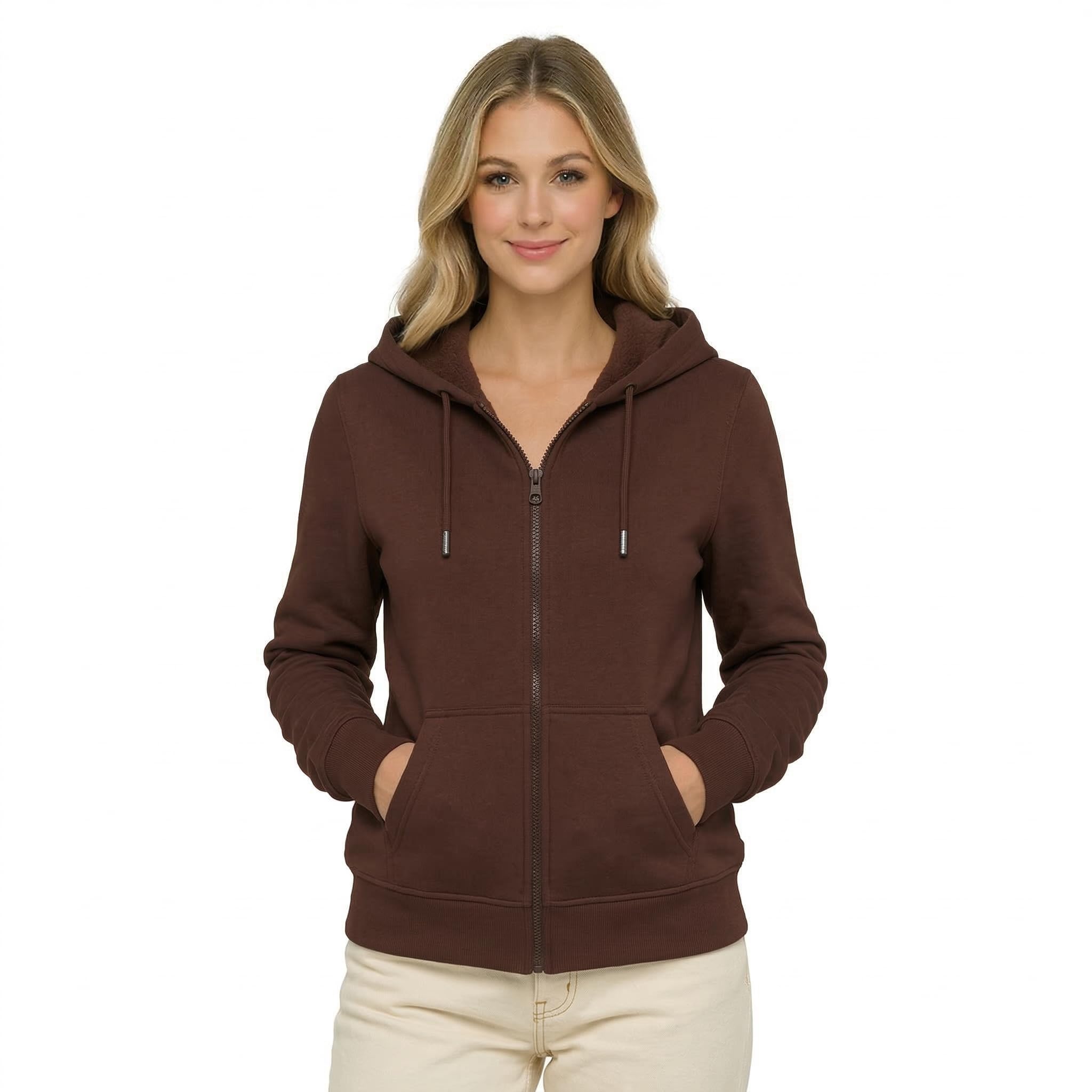 Women’s Zip-Up Hoodie Sweatshirt – Soft Cotton Fleece Jacket with Hood, Full Zipper, Kangaroo Pocket, Casual Winter Hoodie for Women