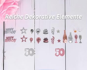 Giftota Confetti 50th Birthday Decorations Rose Gold Party Decorations for Anniversaries Birthdays Parties Table Decorations