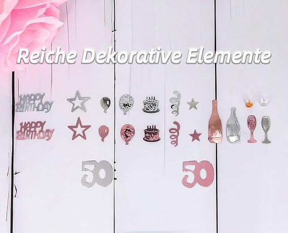 Giftota Confetti 50th Birthday Decorations Rose Gold Party Decorations for Anniversaries Birthdays Parties Table Decorations