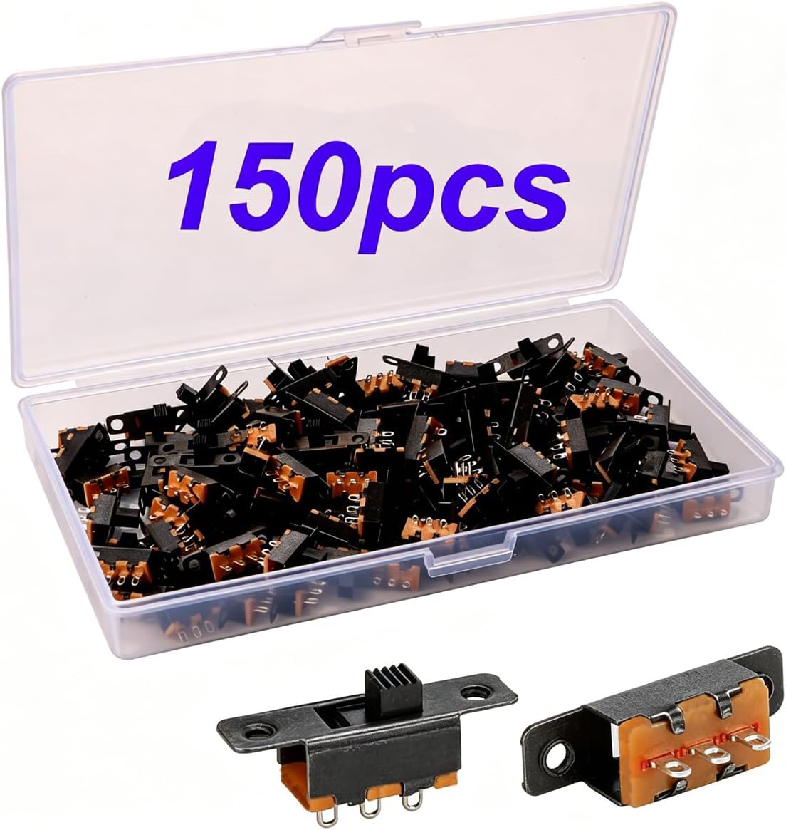 Gebildet 150 Pcs Mini Slide Switch 3 Pin 2 Position 0.5A 50V DC SPDT ON/ON for Welding Mini Slide Plates Micro Snap On Toggle Switch SS12F15