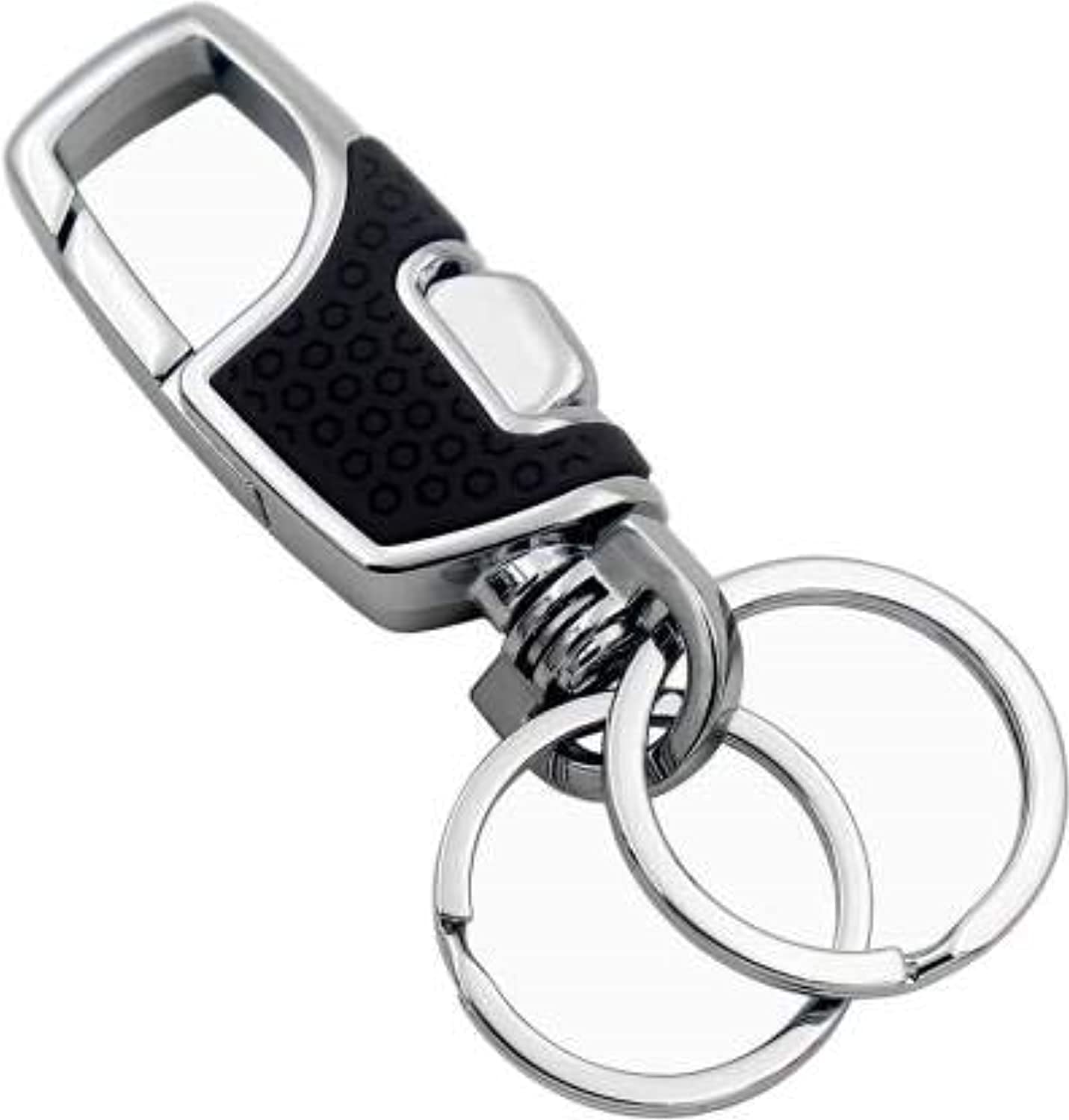 AKC Omuda 3718 Hook Locking Silver Metal Key Ring Key Chain For Bike Car Men Women Keyring(Black)