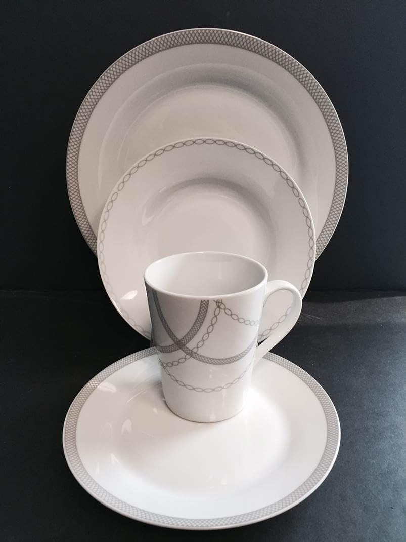 DINNERSET 16PCS GREY STONEWARE RIDGE
