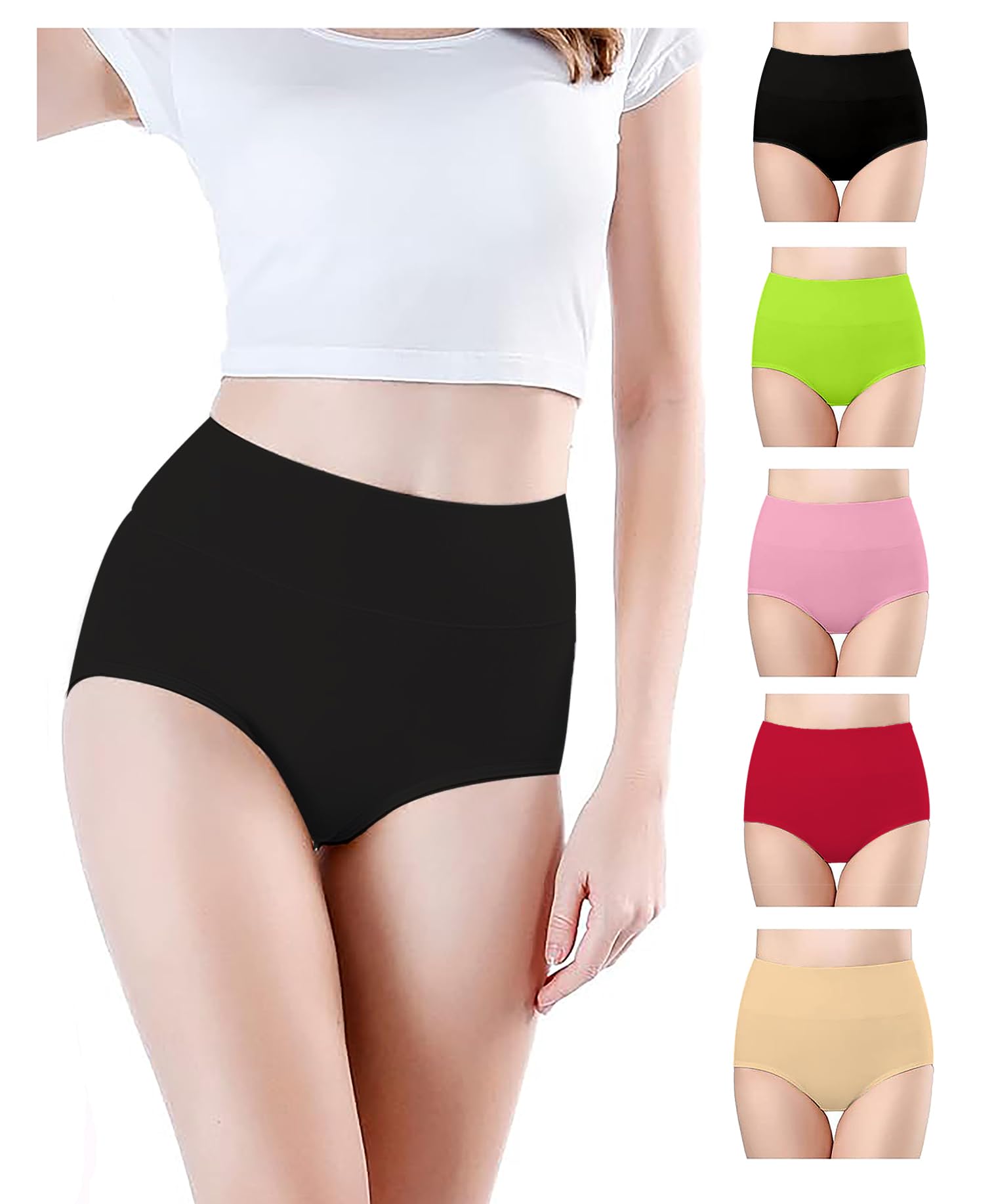 Hipster Seamless Panties for Women High Waist Cotton Panties Pack of 5-image-9