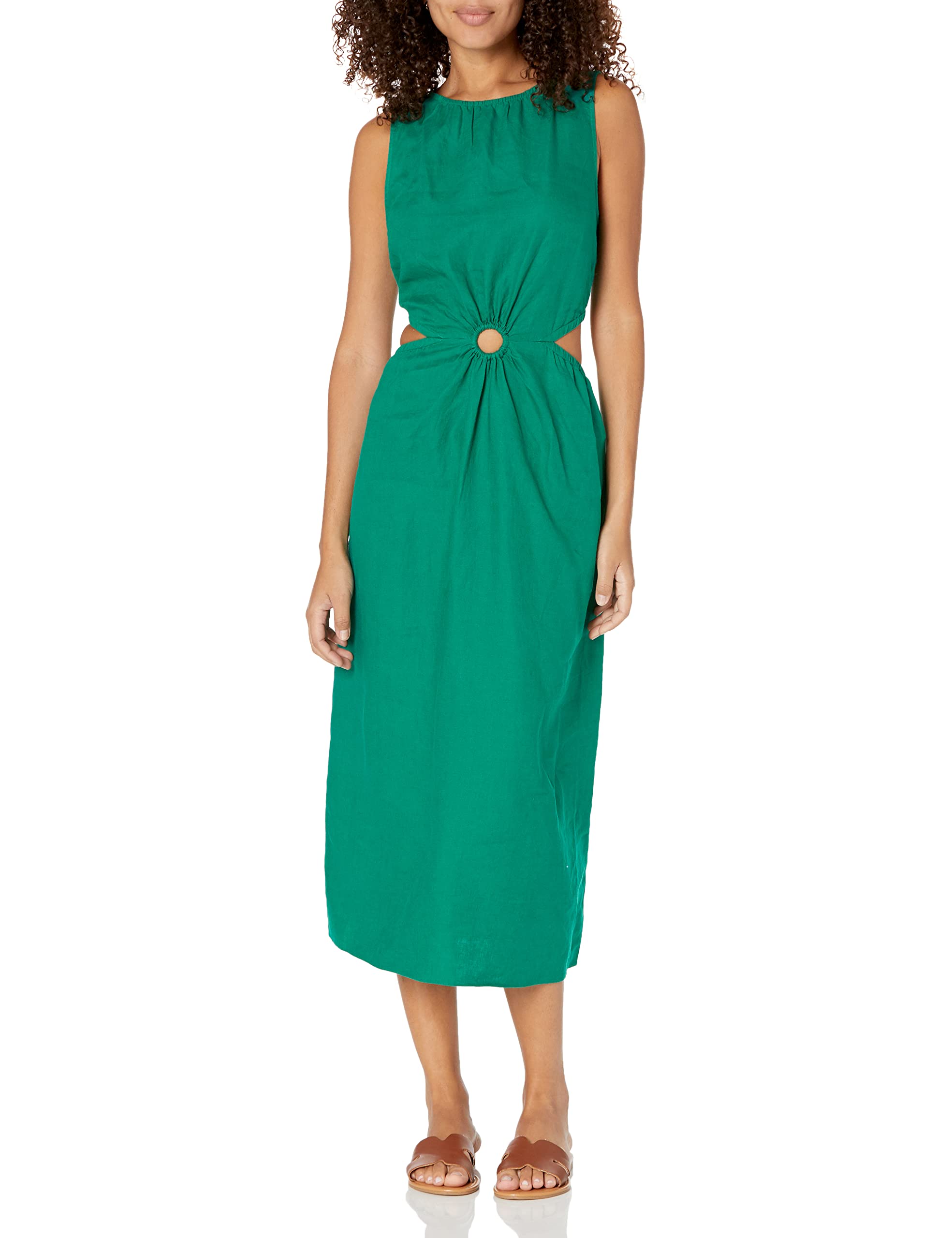 The Drop Women's Sade Linen Cutout Midi Dress