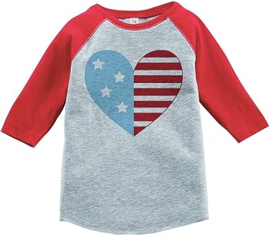 Amazon.com: Personalizado fiesta tienda bandera corazón 4 de julio Raglan  Tee : Ropa, Zapatos y Joyería