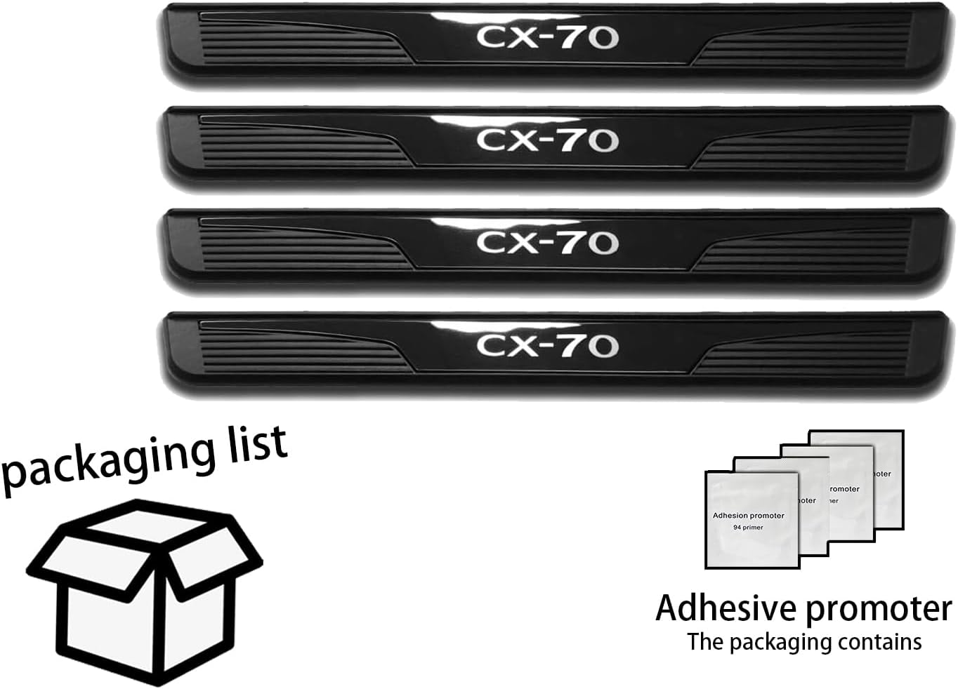 Door Sill Protector Trim Guard for Mazda CX-70 2025, Stainless Steels Accessories Plates Cover Auto Interior Accessory Kick Panels (Black)