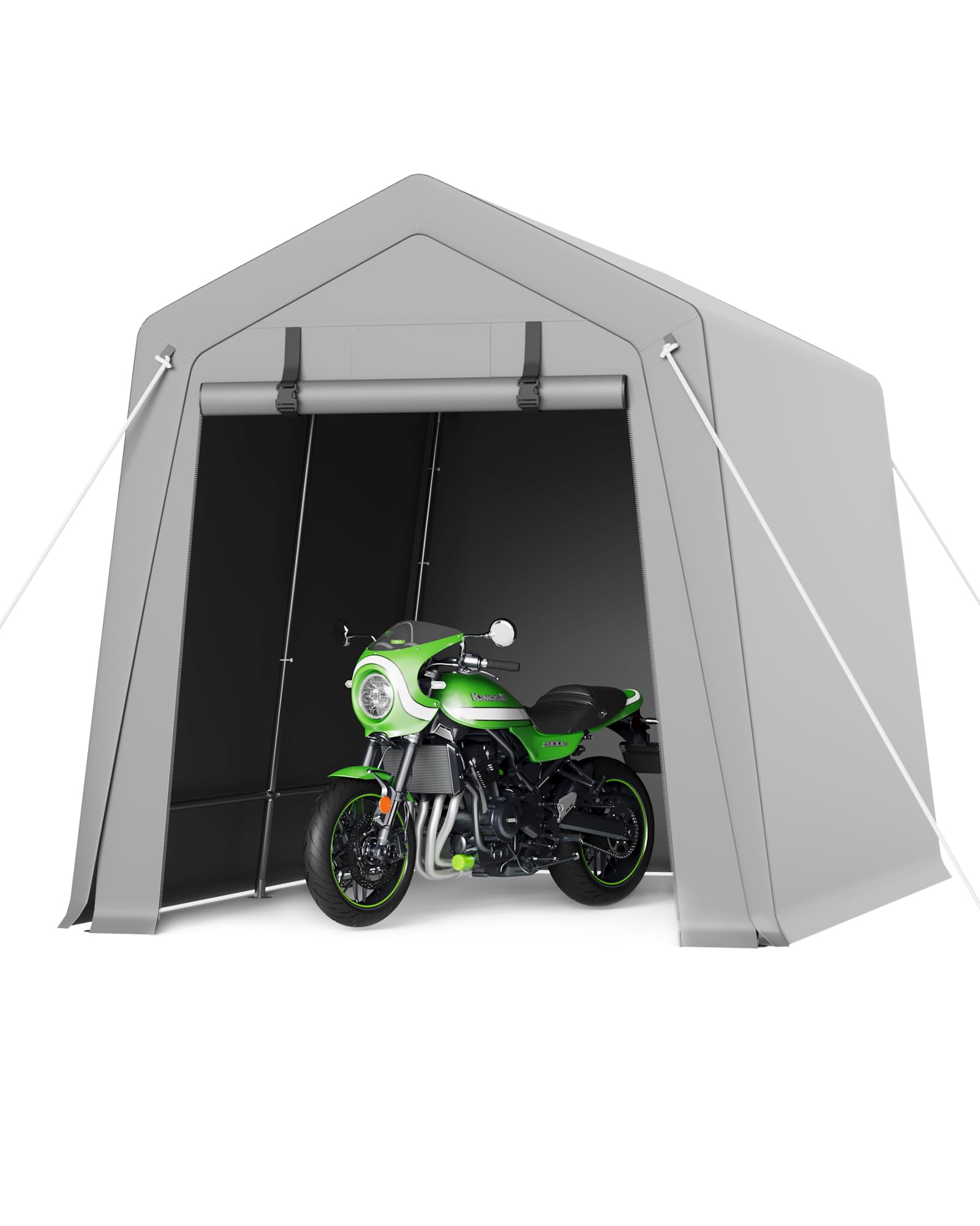 7 x 10 ft Carport Storage Shed, Portable Garage, Garden Shed Tent with Roll-up Zipper Door & Metal Frame, Heavy Duty Waterproof Tarp, Storage for Motorcycle, Bike, Firewood, Garden Tools