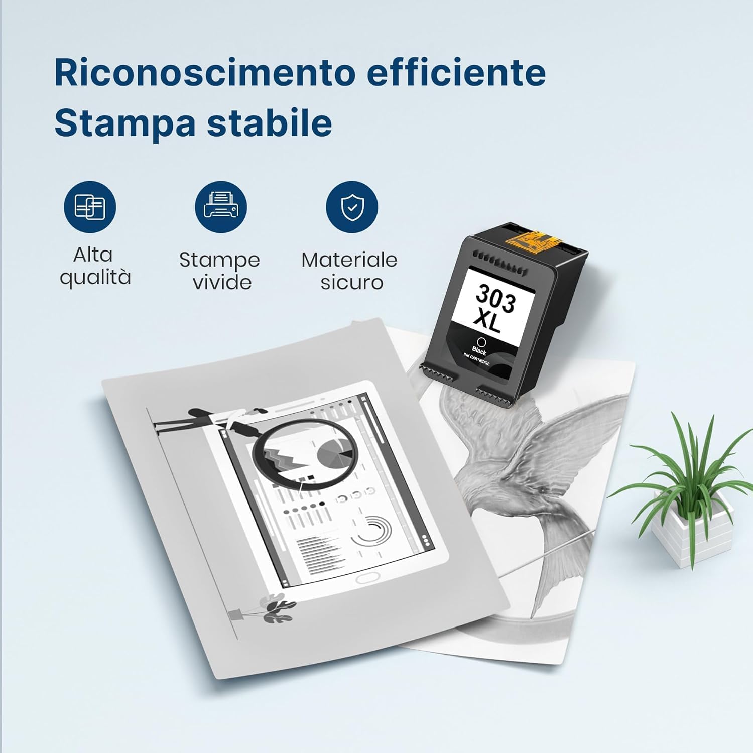 303 XL Nero Cartuccia d'inchiostro Compatibili per Cartucce HP 303 (1 Nero) | Envy Photo 6230, 6232, 6220, 7134, 7830, 7130, 7100, 7800, 6234, 7120, 7820, 7155, Tango X, con chip, Compatibili per HP