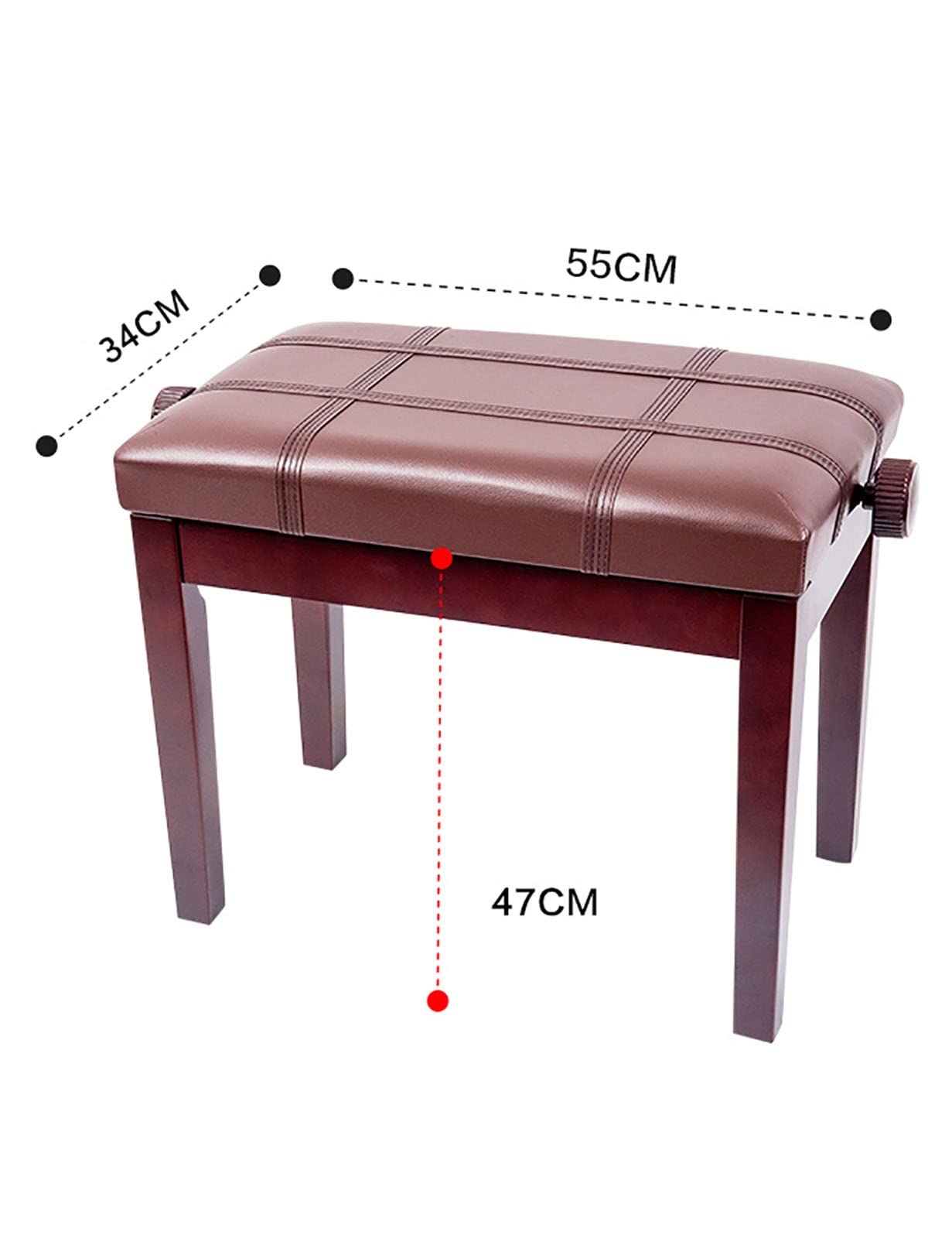 sdneNest Banco de piano moderno de cuero ajustable en altura con teclado de construcción de elevación de metal, 55 x 34 x 47 57 cm
