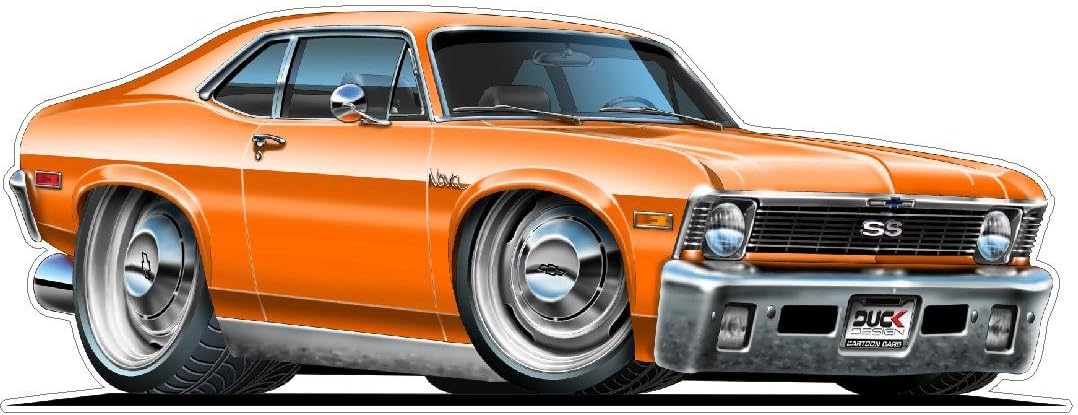 1970 Chevy Nova Wall Decal 2ft Long Vinyl Reusable Movable Fun Stickers for Boys Classic Cartoon Cars Home Decor
