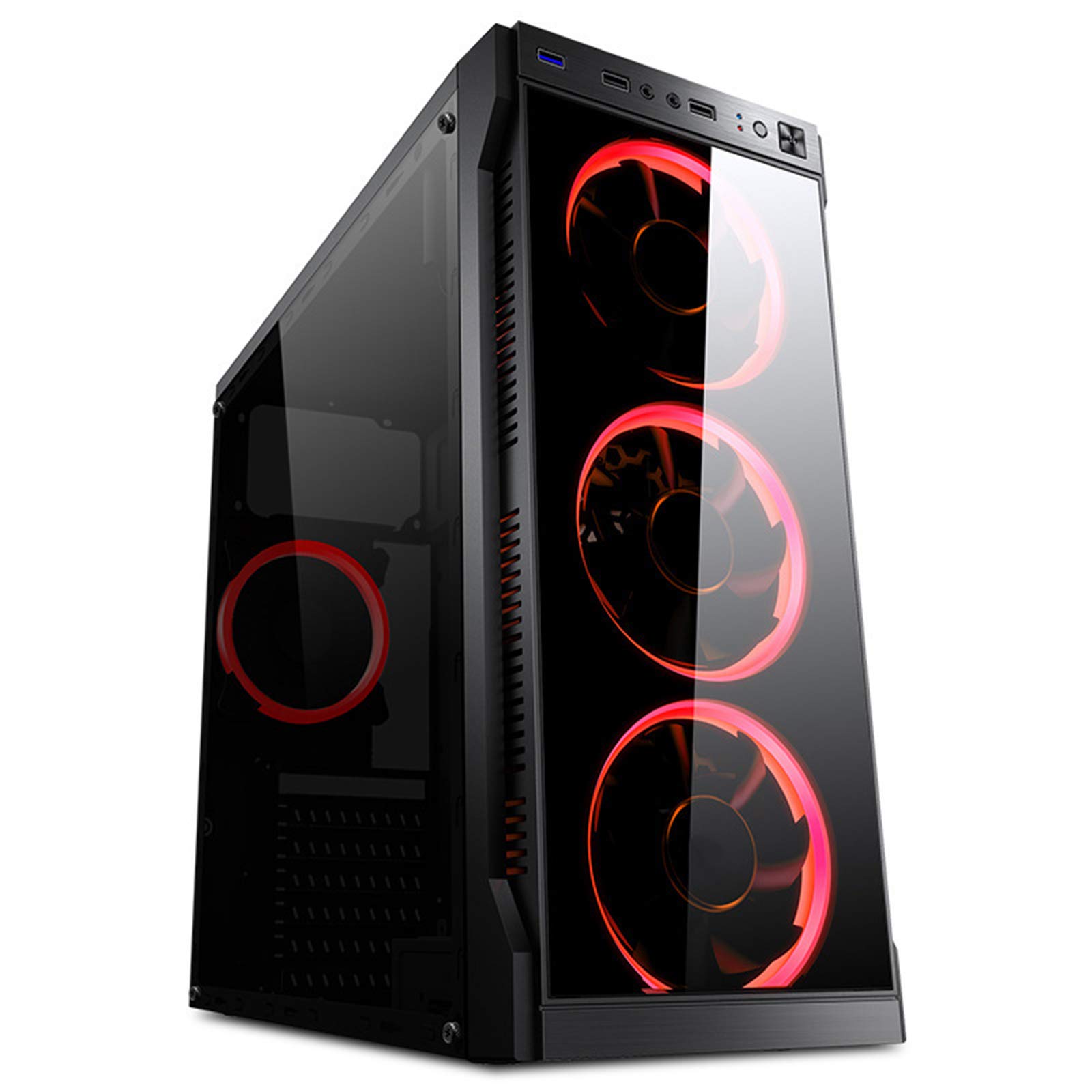 Caso PC Gaming - USB3.0 Port - Vetro temperato Laterale Pannello di Gestione Cavi - Taci Raffreddamento ad Acqua Ready - Integrato RGB - Nero
