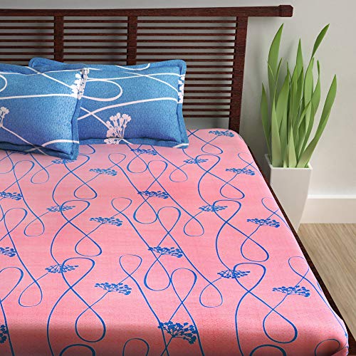 Image of Story@Home120 TC 100% Cotton Candy Collection 1 Bedsheet for Double Bedand 2 Pillow Cover - Blue