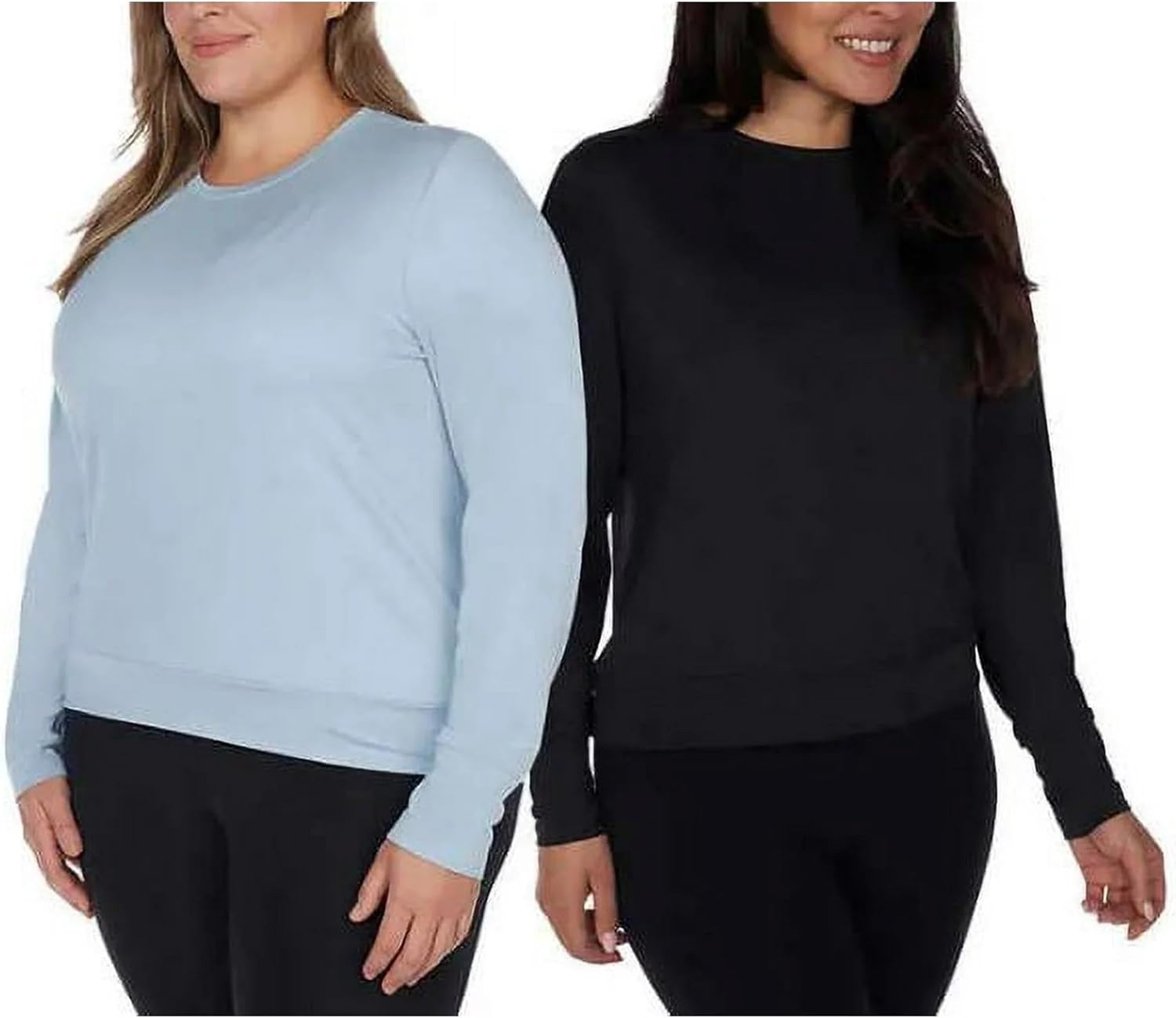 Women's Long Sleeve Tee Shirts, 2-Pack, Moisture Wicking, UPF 30, 4-Way Stretch, Relaxed Fit