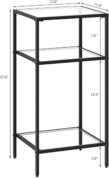 Homhedy Side Tables Set of 2, 3-Tier End Tables with Tempered Glass