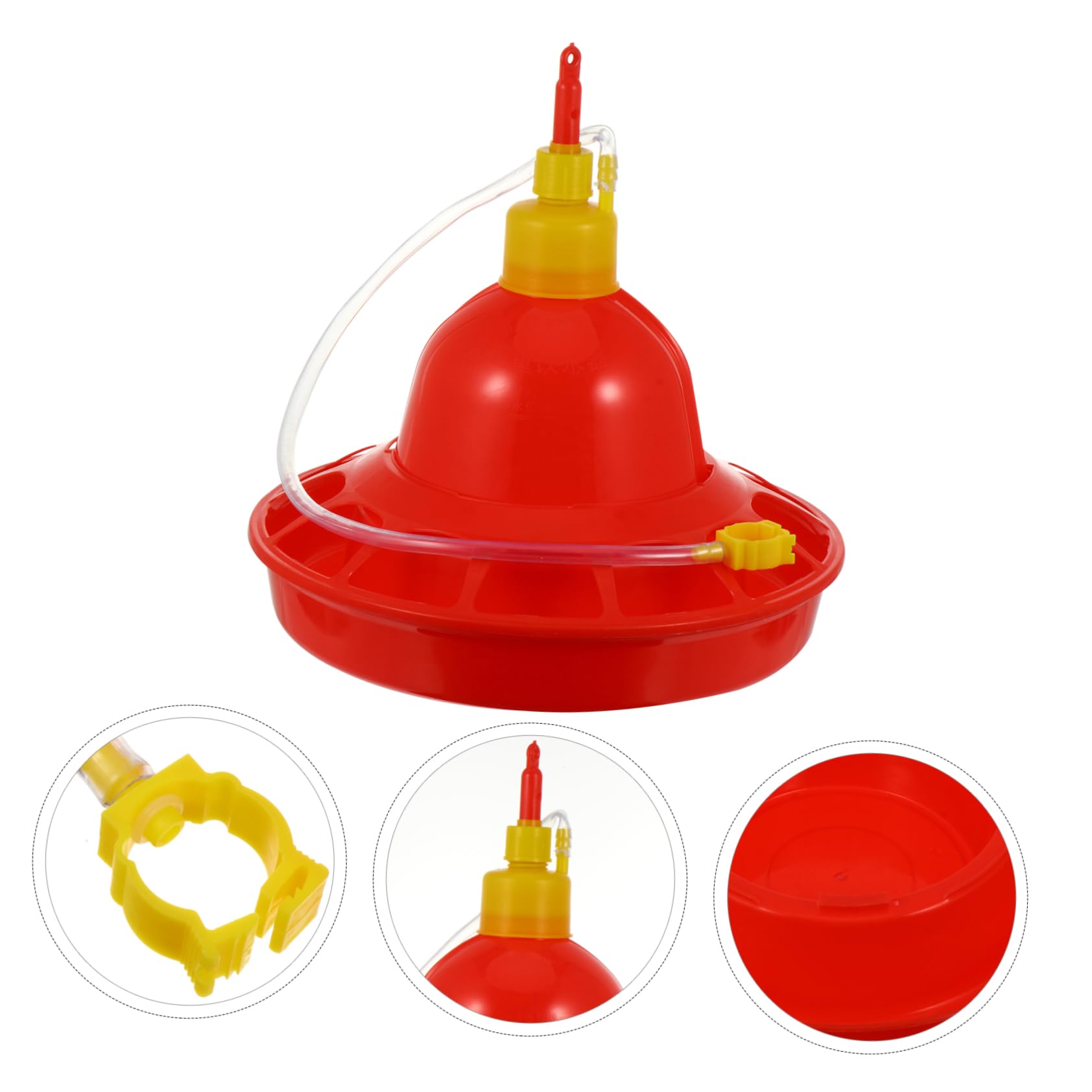 POPETPOP Mangiatoia e Abbeveratoio Automatico in Plastica Rossa per Polli e Oche Flusso D'acqua Costante Resistente al Freddo per Uso Interno ed Esterno