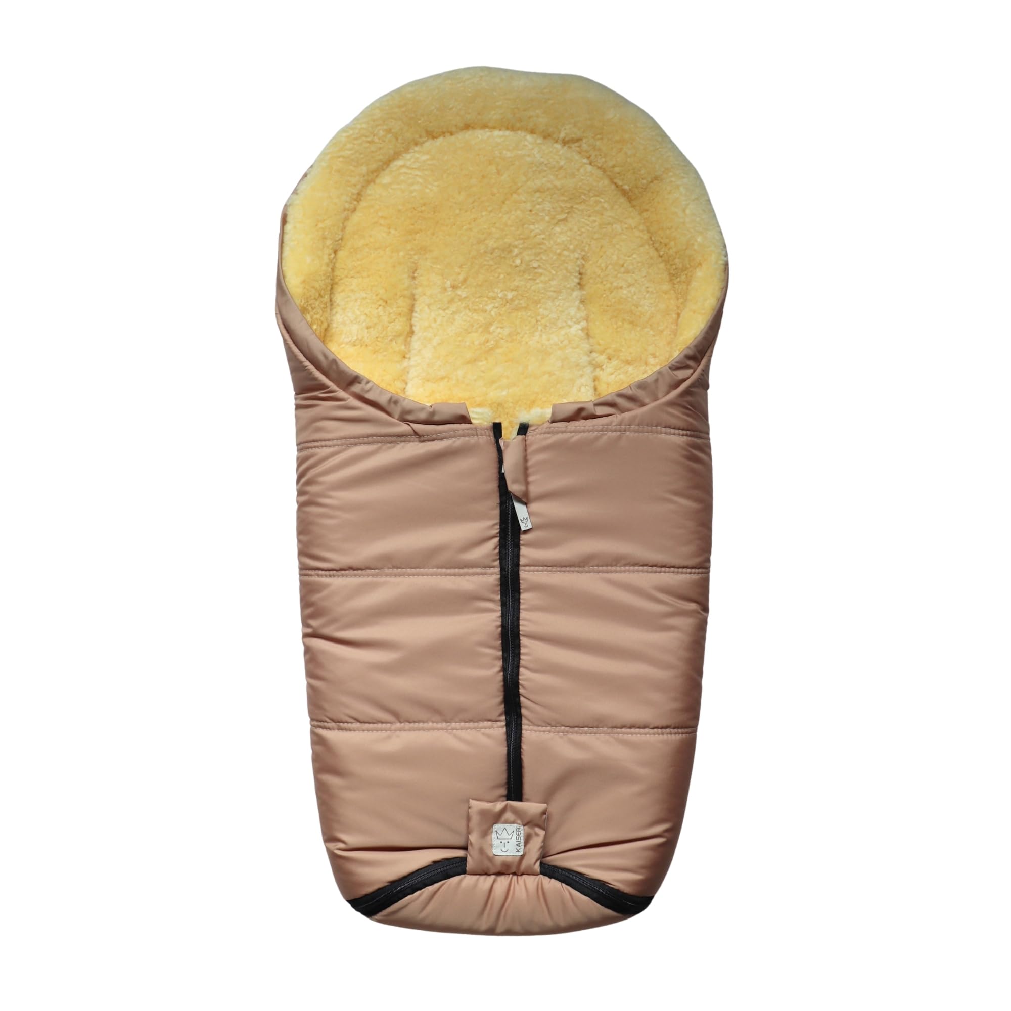 Naadja Lammfell Babyschalen Fußsack, 80 x 37 cm, Mumienform, für Babyschale und Babywanne (sand)