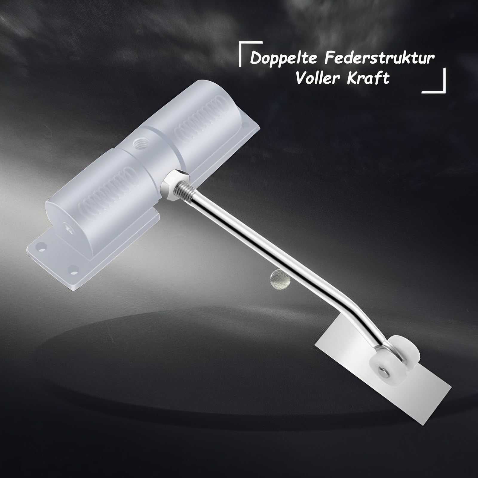 Einstellbar Türschließer, Rebound Automatische Türschließer, Aluminiumlegierung Stangentürschließer, für Schlafzimmer, Büro, Weiß