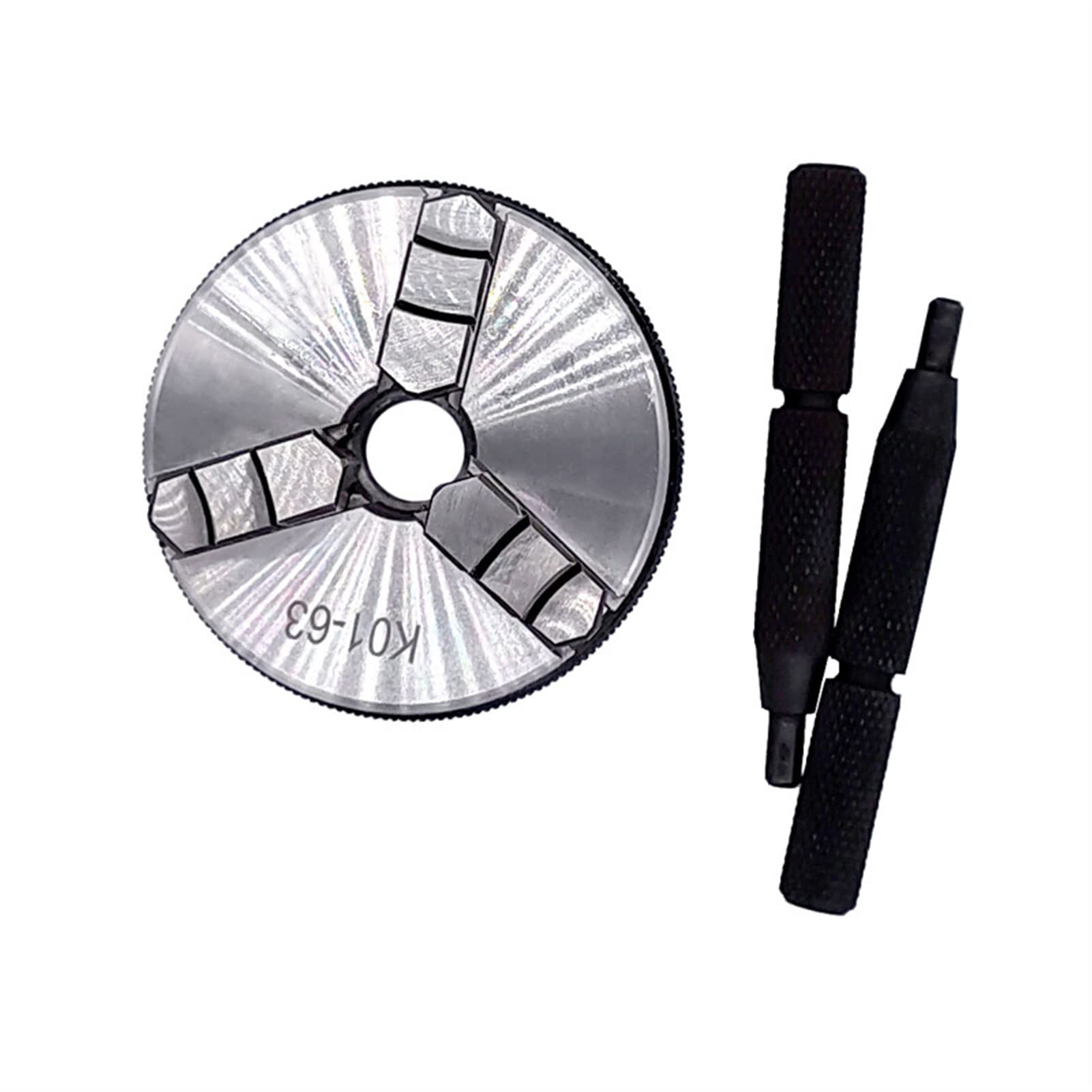 Uchwyt tokarski, K01-63 Tokarka Mini Chuck 3 Szczęki Woodworking uchwyt ręczny z mocującym gwintownik Rod samokomponentowania Tool 63mm