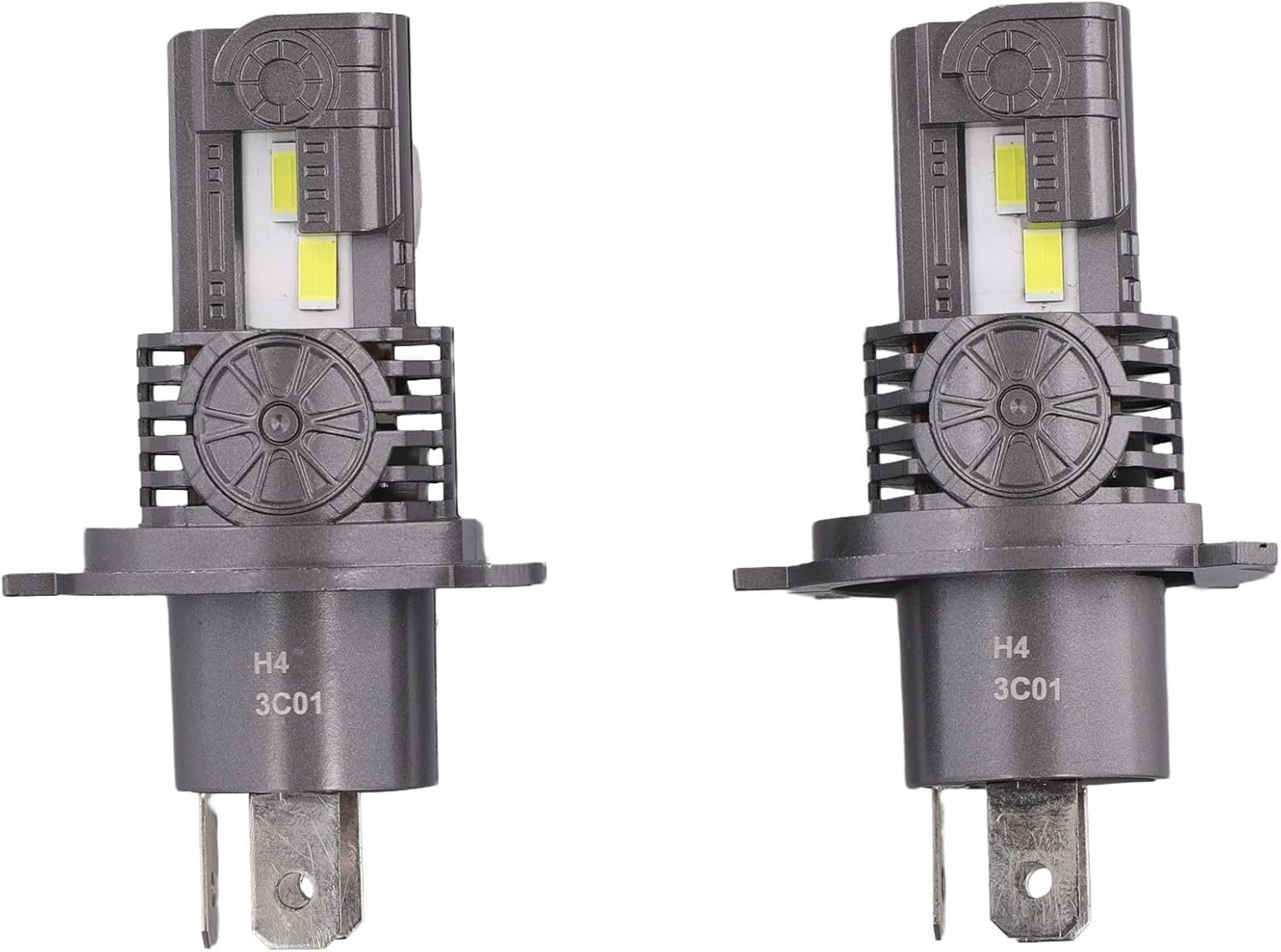 H4/9003/HB2 Bulb for Motorcycle, 15000LM 600% Super Brighter, 1:1 Halogen Size, 6500K Cool White, 60000Hrs Long Service Life with Cooling Fan, Plug and Play H4 Fog Light, Pack of 1
