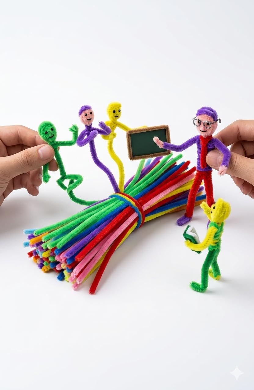 Multicolour Pipe Cleaners for Arts and Crafts, Flexible Chenille Stems, Assorted Colors 1