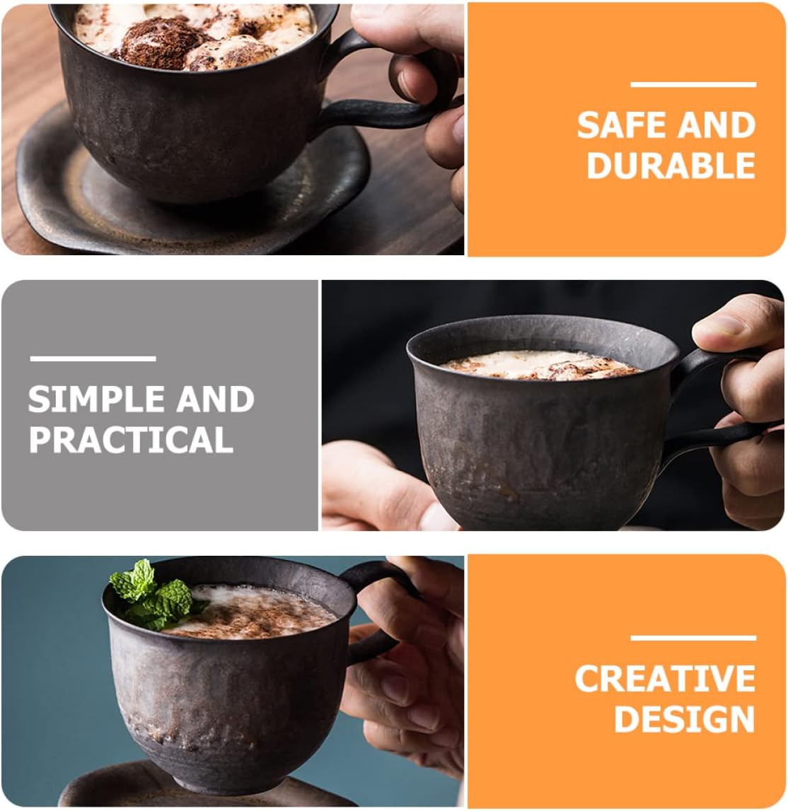 Retro Ceramic Espresso Mug Vintage Design for Coffee Tea Lovers Comfortable Handle Easy to Clean Lightweight Beverage Cup Home Office
