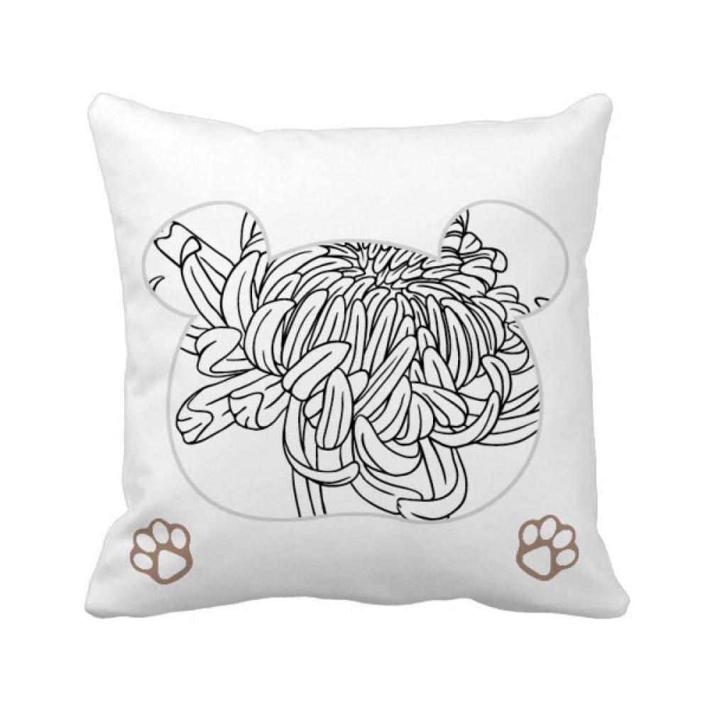 Housse de coussin ours haut de gamme motif chrysanthème finitions invisibles