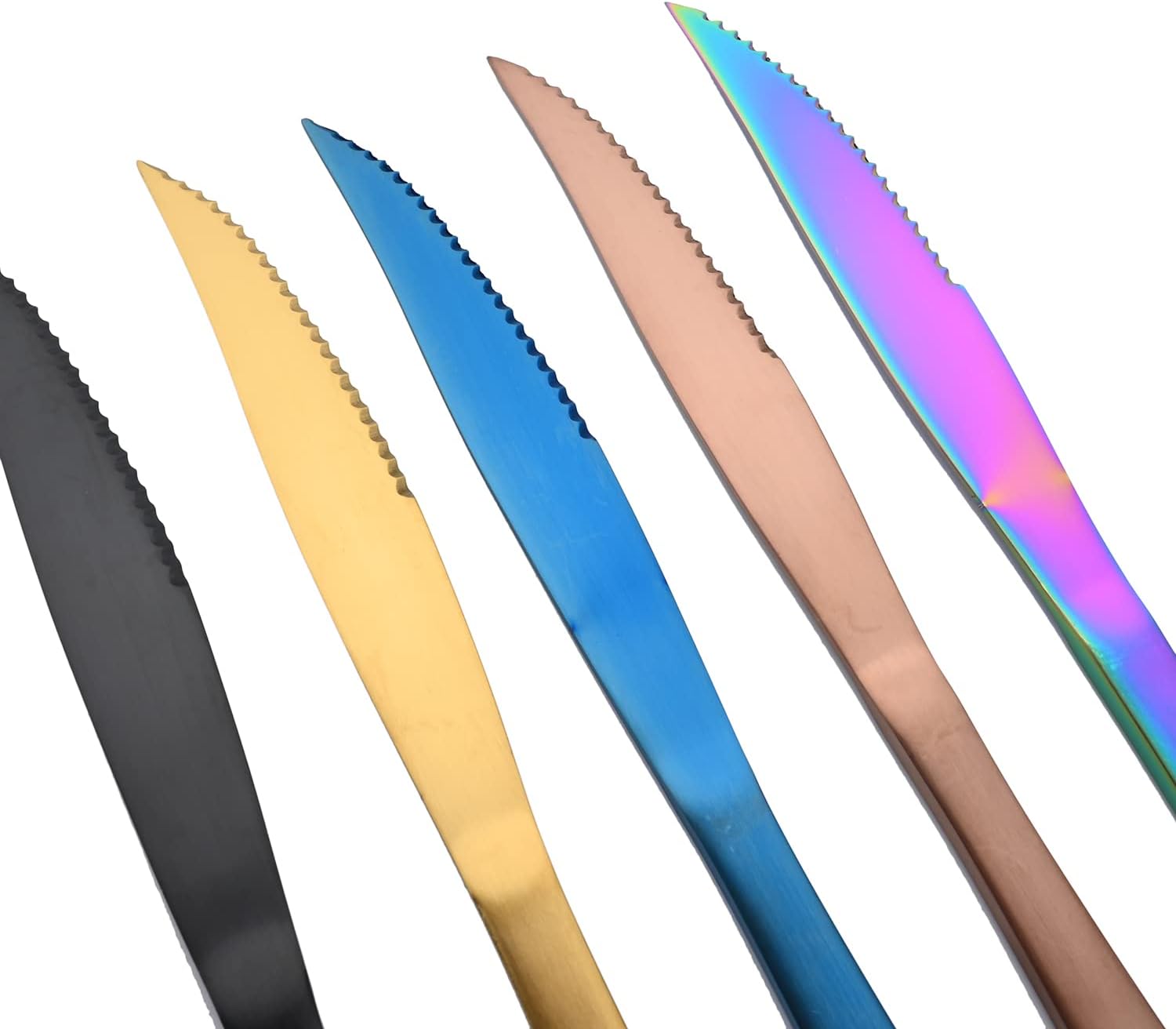 Gugrida Gold Steak Knives, 6 Piece Stainless Steel Set, Matte Steak Knife Sets, Steak Knives Serrated, Tomato Knife, For Home, Kitchen or Restaurant, Dishwasher Safe (8.86 Inch)