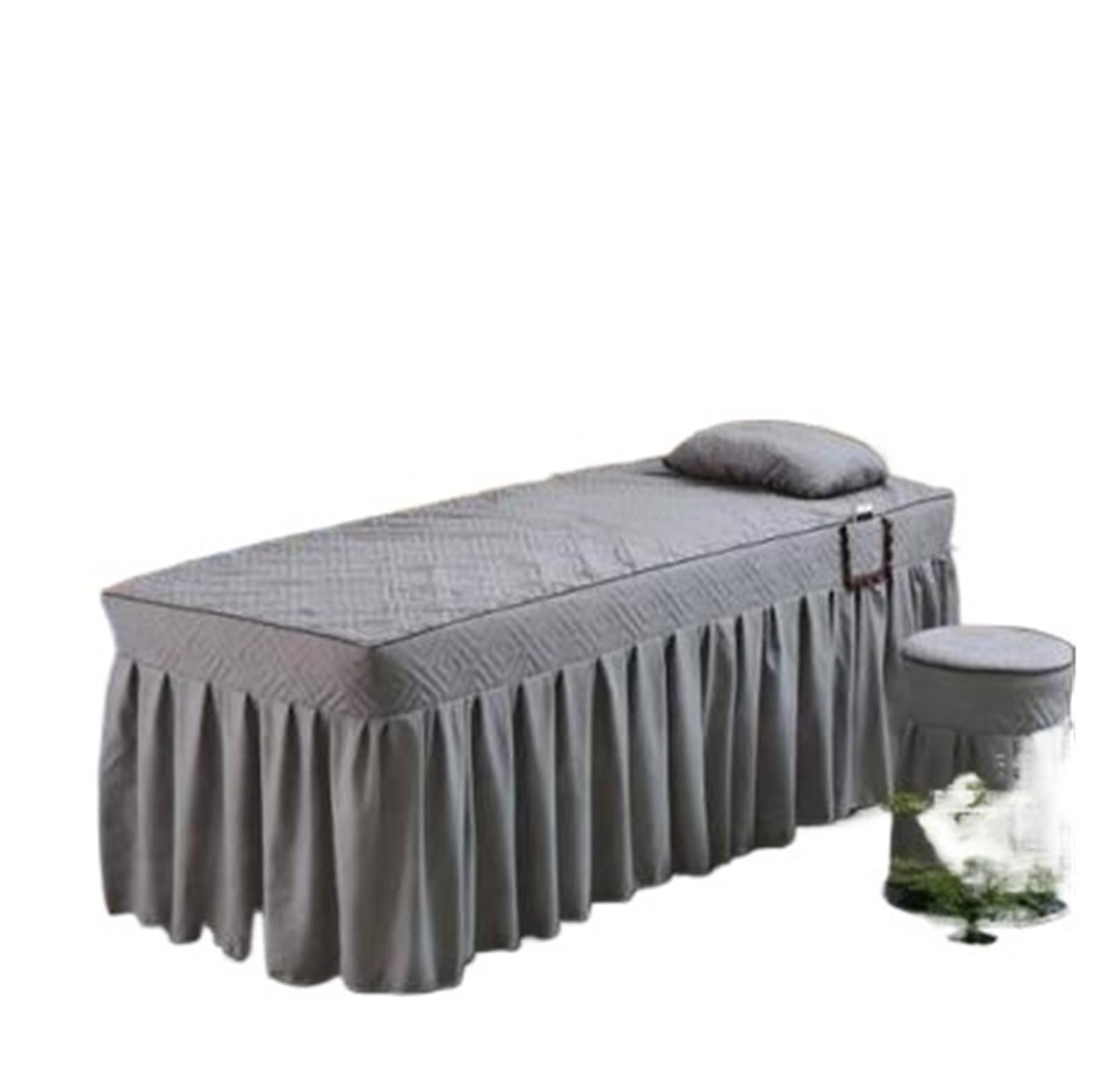 Massage Bed Sheet 2pcs Set Bed Skirt+ Pillowcase SPA Massage Table Cover Sheet Bedskirt with Hole(Color 15,70x185)