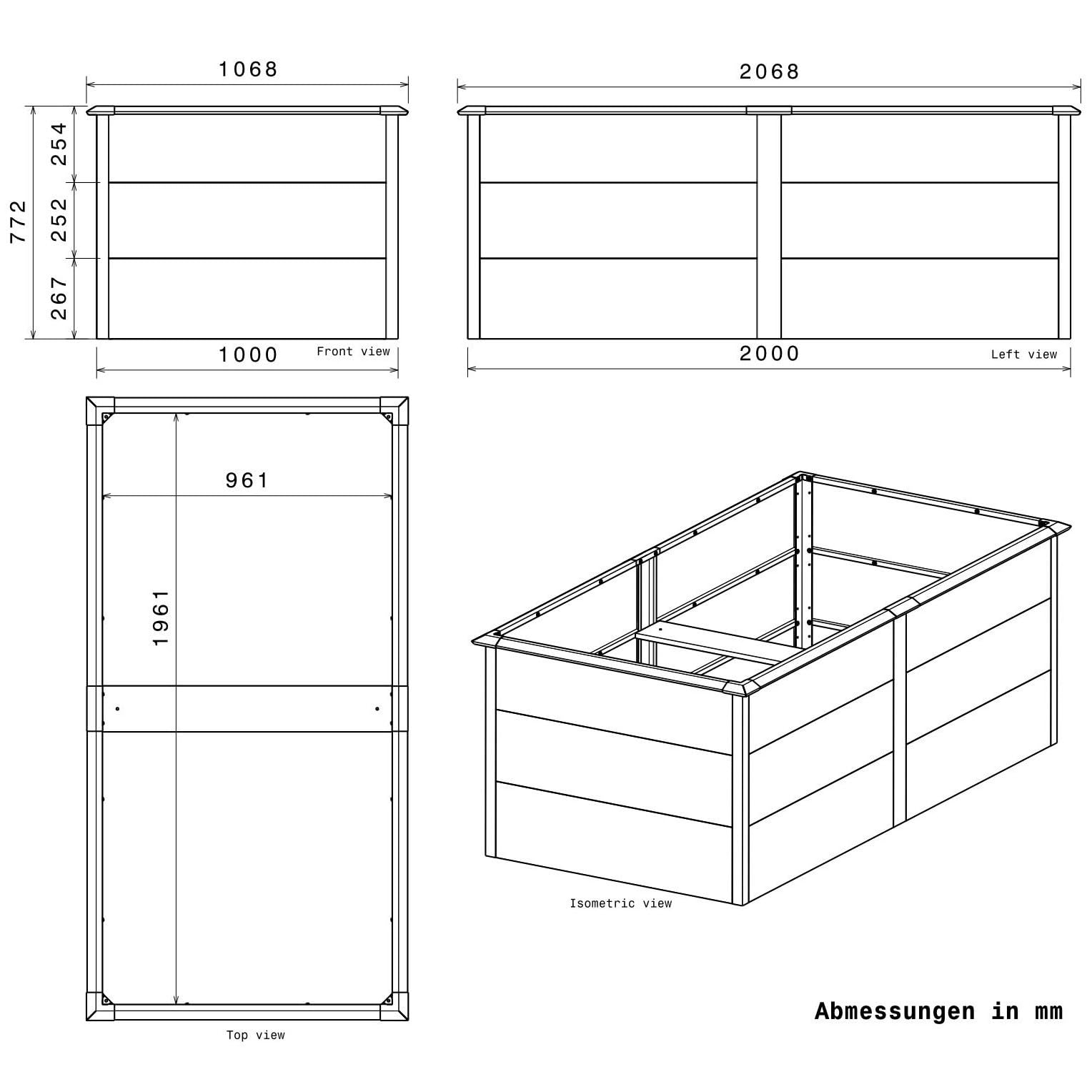 Metzler Jardinière surélevée pour le jardin – Acier en imitation bois | Avec protection intégrée contre les limaces | Jardinière de jardin en métal résistant aux intempéries, bac à plantes, jardinière