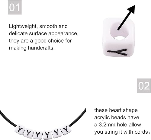 Vista 170 de FASHEWELRY 300 cuentas de letras acrílicas blancas de 0.236 x 0.236 pulgadas (0.236 x 0.236 in), cuentas del alfabeto para hacer pulseras