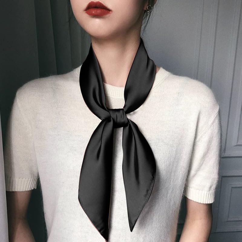 Silk Square Neck Scarf for Women Halloween Costumes Accessories for Women French Western Chiffon Hair Head Scarf4