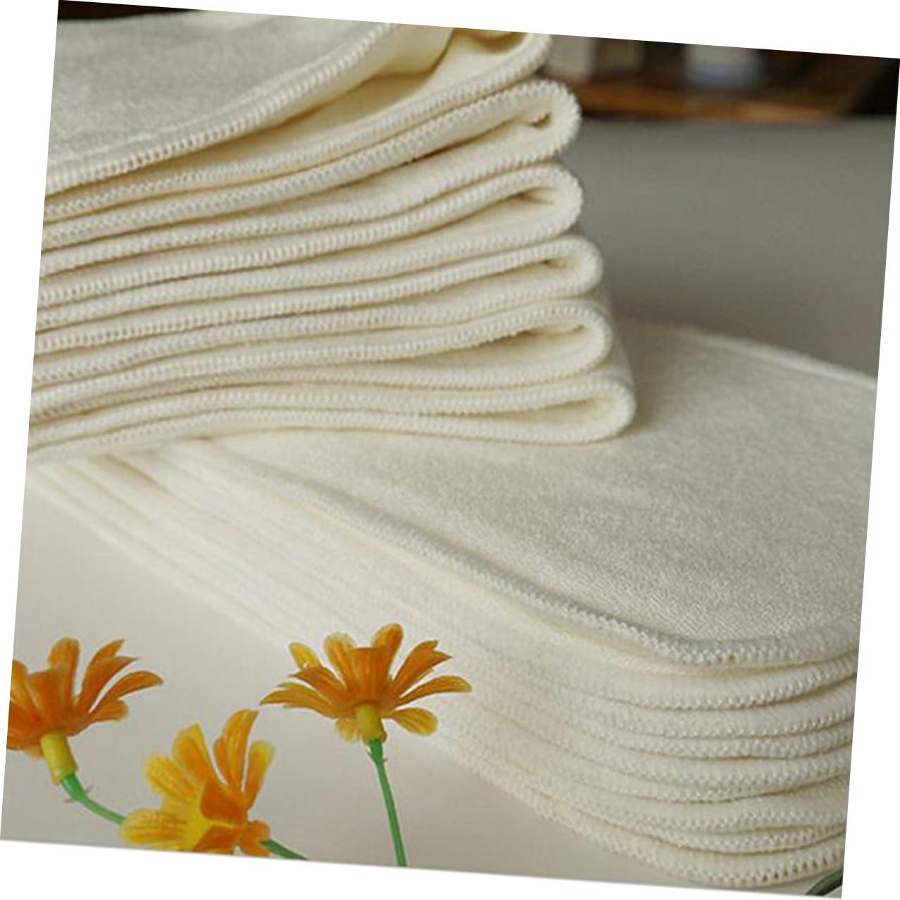 FRCOLOR 6stücke Windelunterlagen für Natürlicher Bambuskohle Waschbar und Wiederverwendbar für Stoffwindeln und Stoffwindelüberhosen Beige