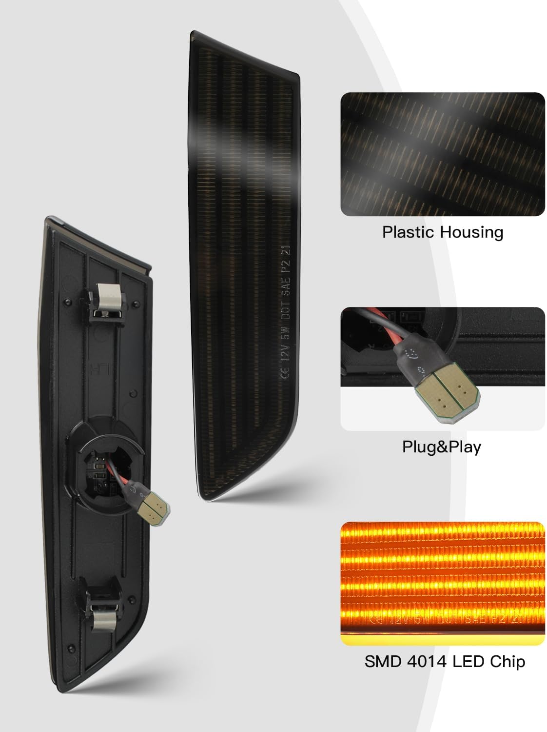 litzland Led Front Bumper Side Marker Lights Compatible with Infiniti G35 V35 2003 2004 2005 2006 2007 Smoked Lens Led Wheel Turn Signal Markers Lights Assembly