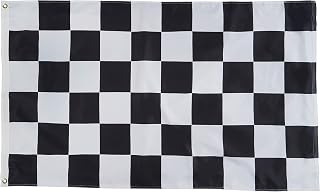FRF FLAG Black and White Checkered Flag 3x5 Ft, Double Side Black and White Racing Flag, with 2 Brass Grommets and 4 Rows of Lower Stitches