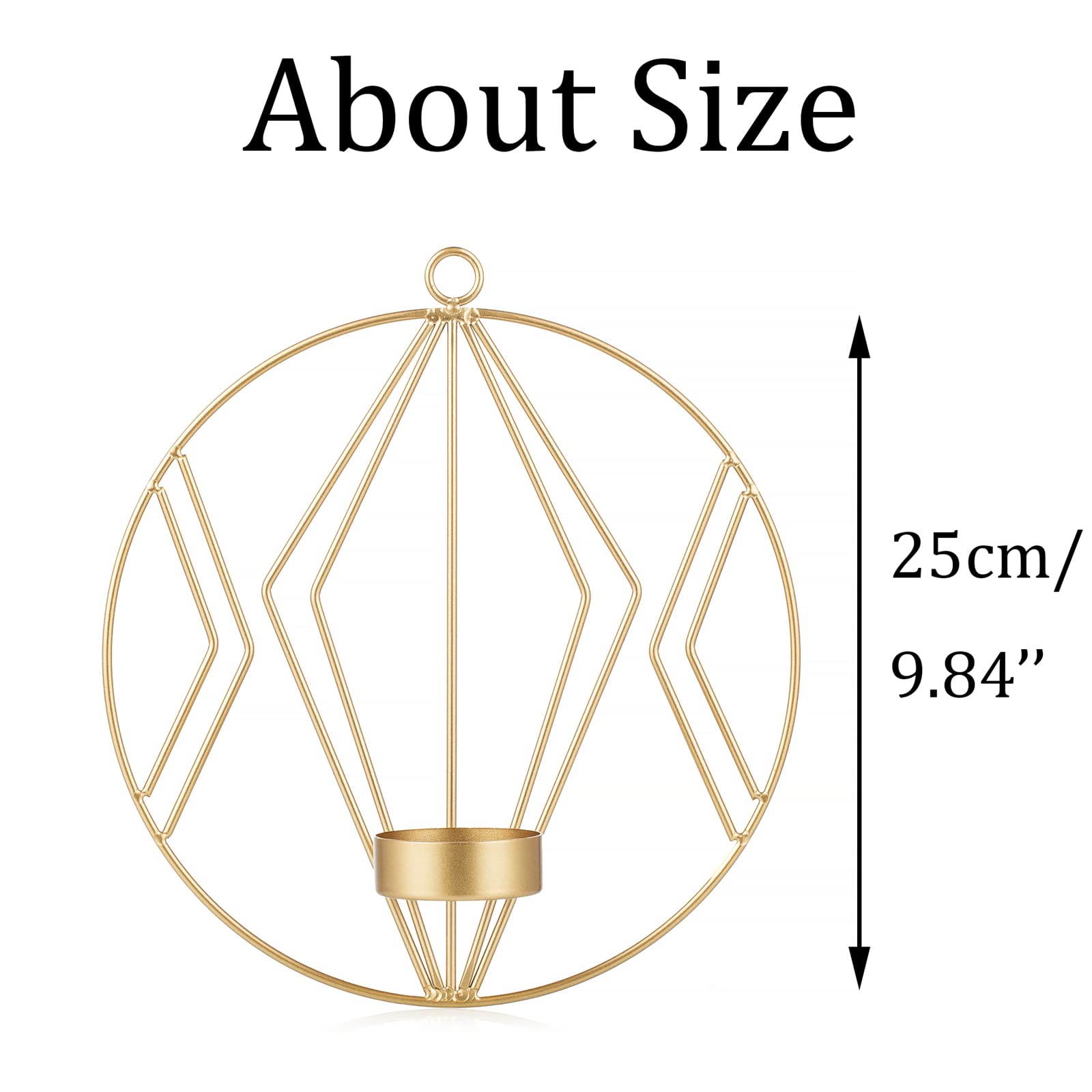 Sziqiqi Schmiedeeiserne Wanddekoration, Stereometrischer Kerzenleuchter, Beleuchtung Dekoration für Wohnzimmer/Esszimmer/Bar, Gold