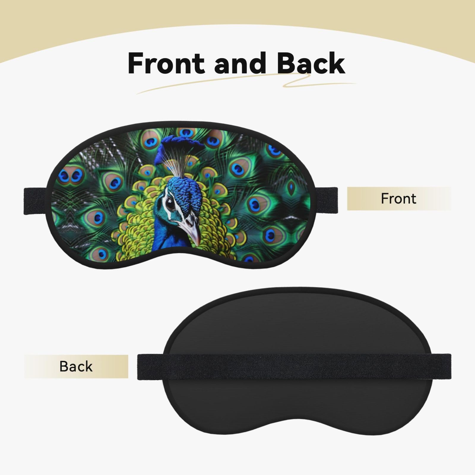 Sleep Mask for Side Sleeper Silk Sleeping Eye Masks with Elastic Strap Super Soft Eye Sleep Shade Cover Blue Peacock Blackout Night Blindfold for Women Men Travel