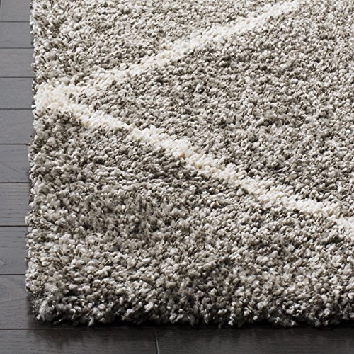 Safavieh Hudson Shag Collection 9' X 12' Grey/Ivory Sgh281B Modern Diamond Trellis Non-Shedding Living Room Bedroom Dining Room Entryway Plush 2-Inch Thick Area Rug #TOP5