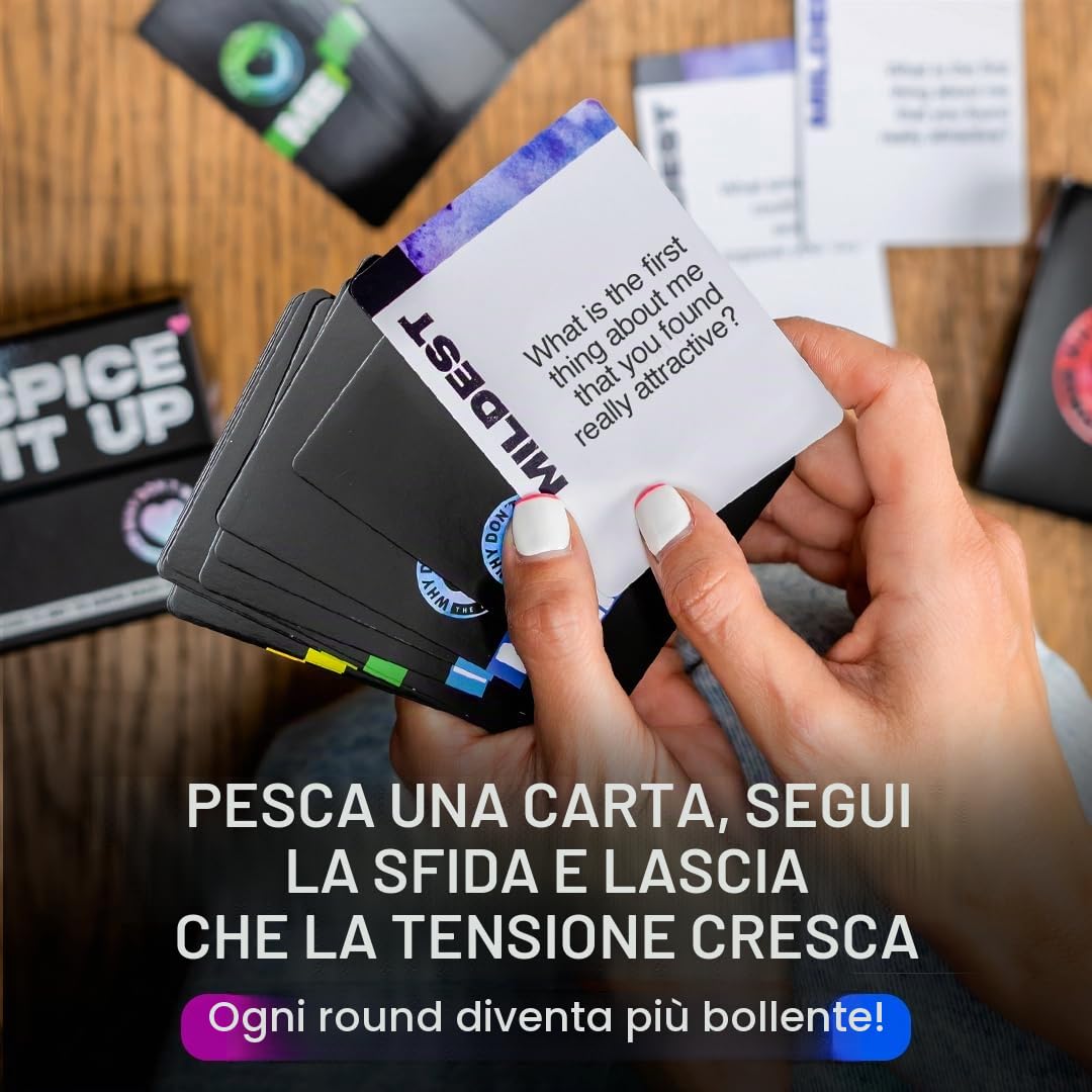 Why Don't We - Spice IT UP: Giochi di coppia divertenti per appuntamenti serali - 150 carte con conversazioni e coraggi piccanti - I migliori giochi per appuntamenti notturni