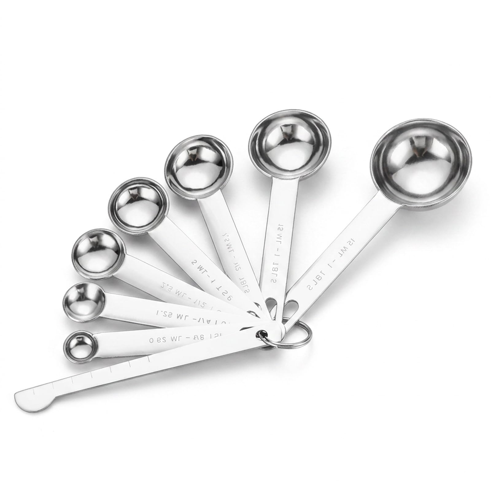 Measuring Spoons Set, 7 pcs Stainless Steel Measuring Spoons with Leveller, Measuring Spoons teaspoonand Teaspoon Measurements for Baking and Cooking, Organised Kitchen Storage System
